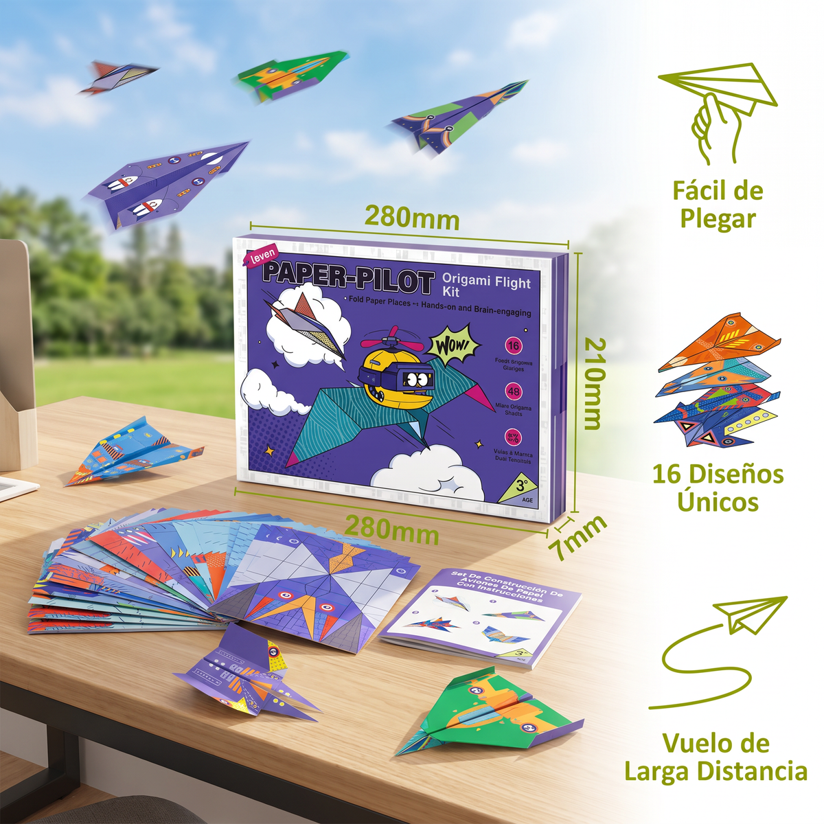 Set De Construcción De Aviones De Papel Origami Con Instrucciones