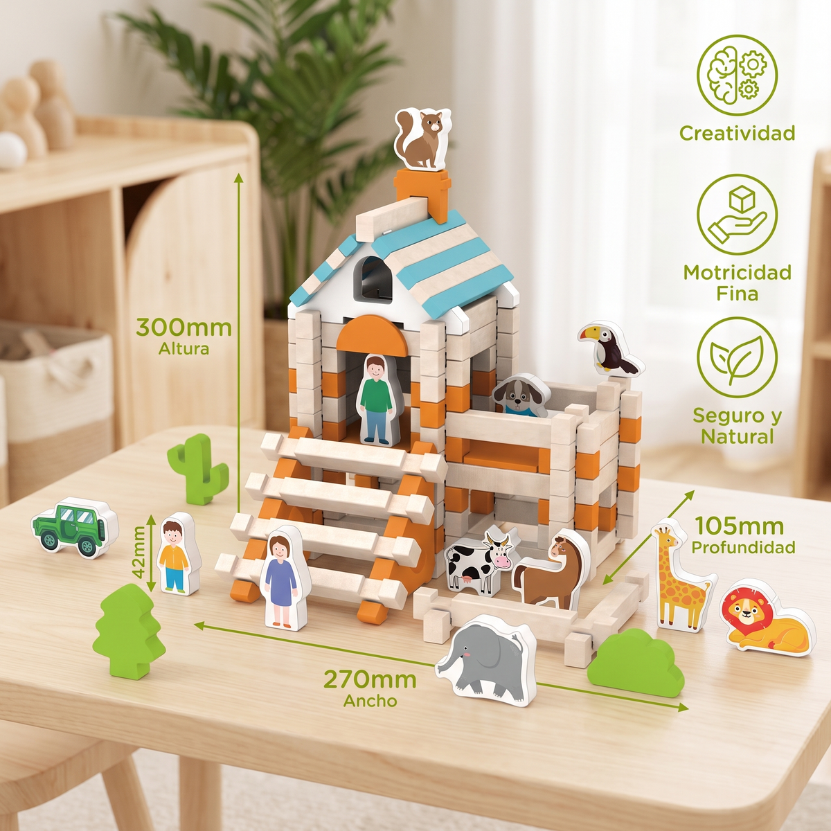 Set De Bloques De Madera Montessori – Juguete Natural De Apilamiento Y Construcción