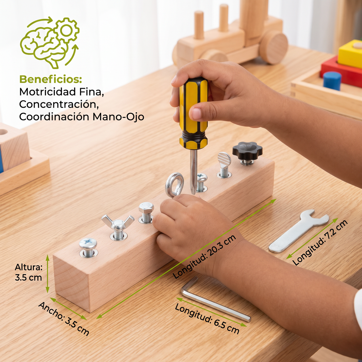 Juego Montessori De Tornillos De Madera – Motricidad Fina Y Entrenamiento De Concentración Para Niños