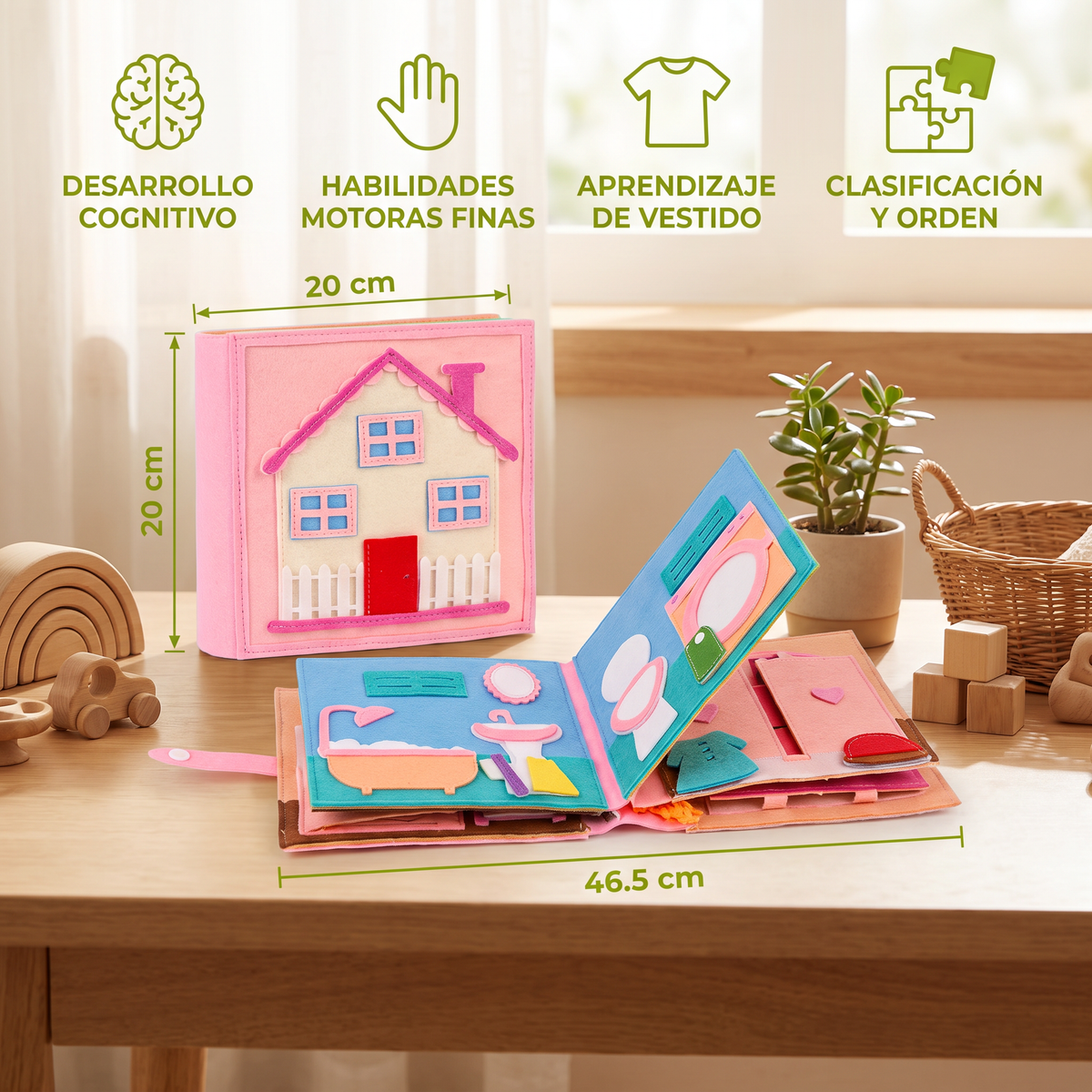 Libro De Actividades Montessori De Fieltro Para Niños – Vestirse, Clasificar Y Aprender Habilidades Cotidianas
