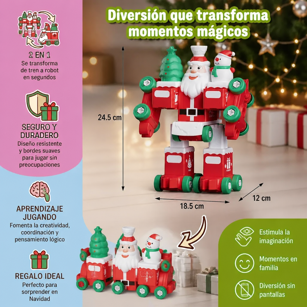 Tren Navideño Transformable 2 En 1 Y Robot Santa Claus