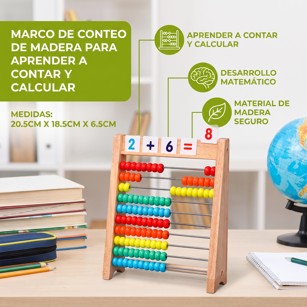 Marco De Conteo De Madera Para Aprender A Contar Y Calcular