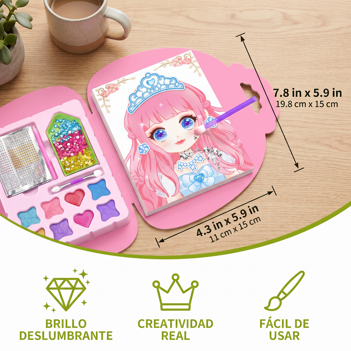 Pintura De Diamantes De Princesas Y Arte Con Foil – Kit Creativo Con Libro Para Colorear