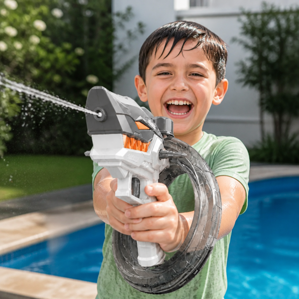 Pistola De Agua Eléctrica Con Diseño De Tiburón Para Niños – Diversión Acuática Totalmente Automática Para Los Días Calurosos De Verano