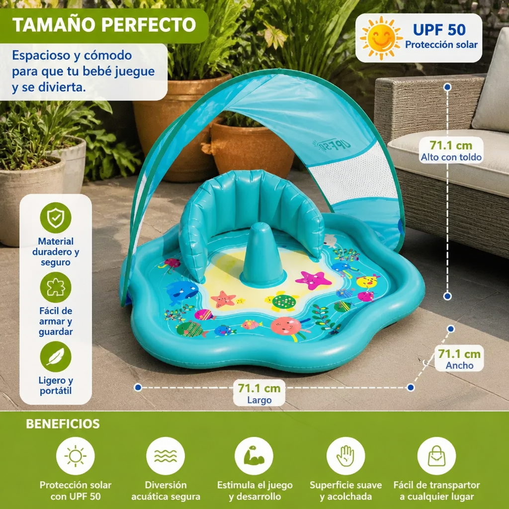 Tapete Inflable de Agua para Bebés con Protección Solar – Perfecto para el Verano
