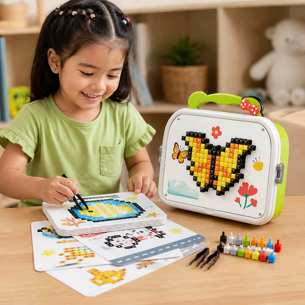 Set De Rompecabezas De Mosaico Montessori Para Niños Con Hongos Y Clavijas De Inserción