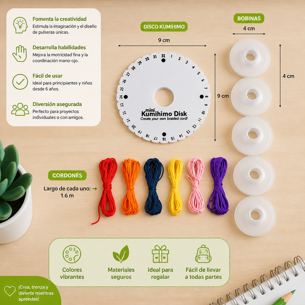 Set De Manualidades DIY De Pulseras Kumihimo Para Niños