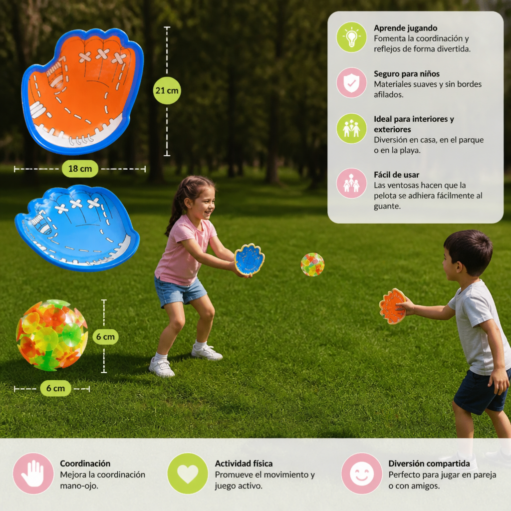 Set infantil para atrapar pelotas con ventosas