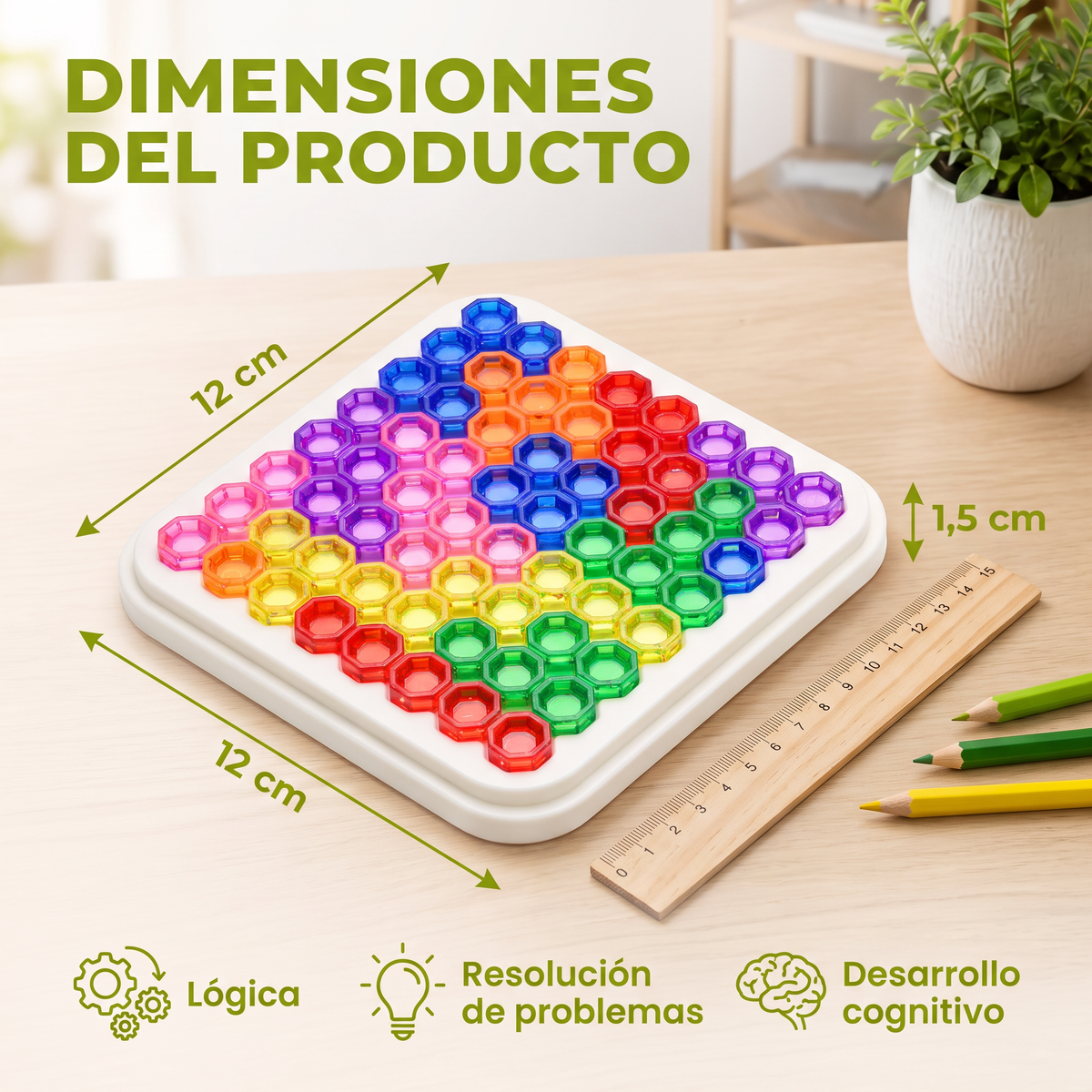 Tablero de Rompecabezas de Cuentas Arcoíris – Juego de Lógica y Resolución de Problemas