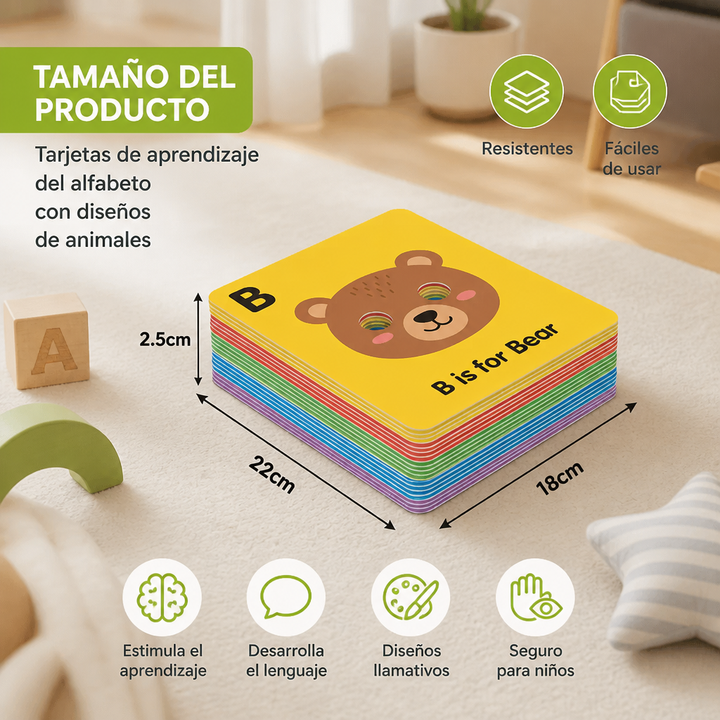 Tarjetas De Aprendizaje Del Alfabeto Con Diseños De Animales