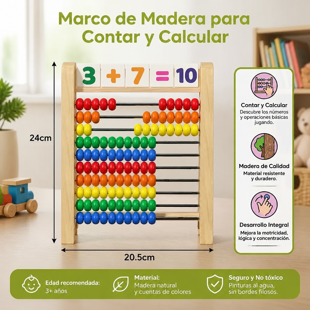 Ábaco De Madera Para Aprender A Contar Y Hacer Cálculos