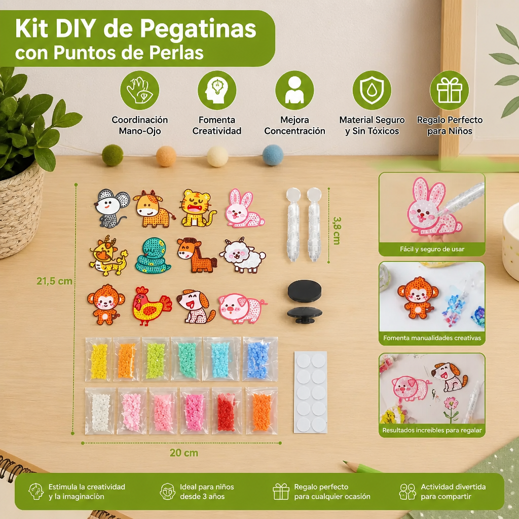 Kit DIY de Pegatinas con Puntos de Perlas para Manualidades de Niños