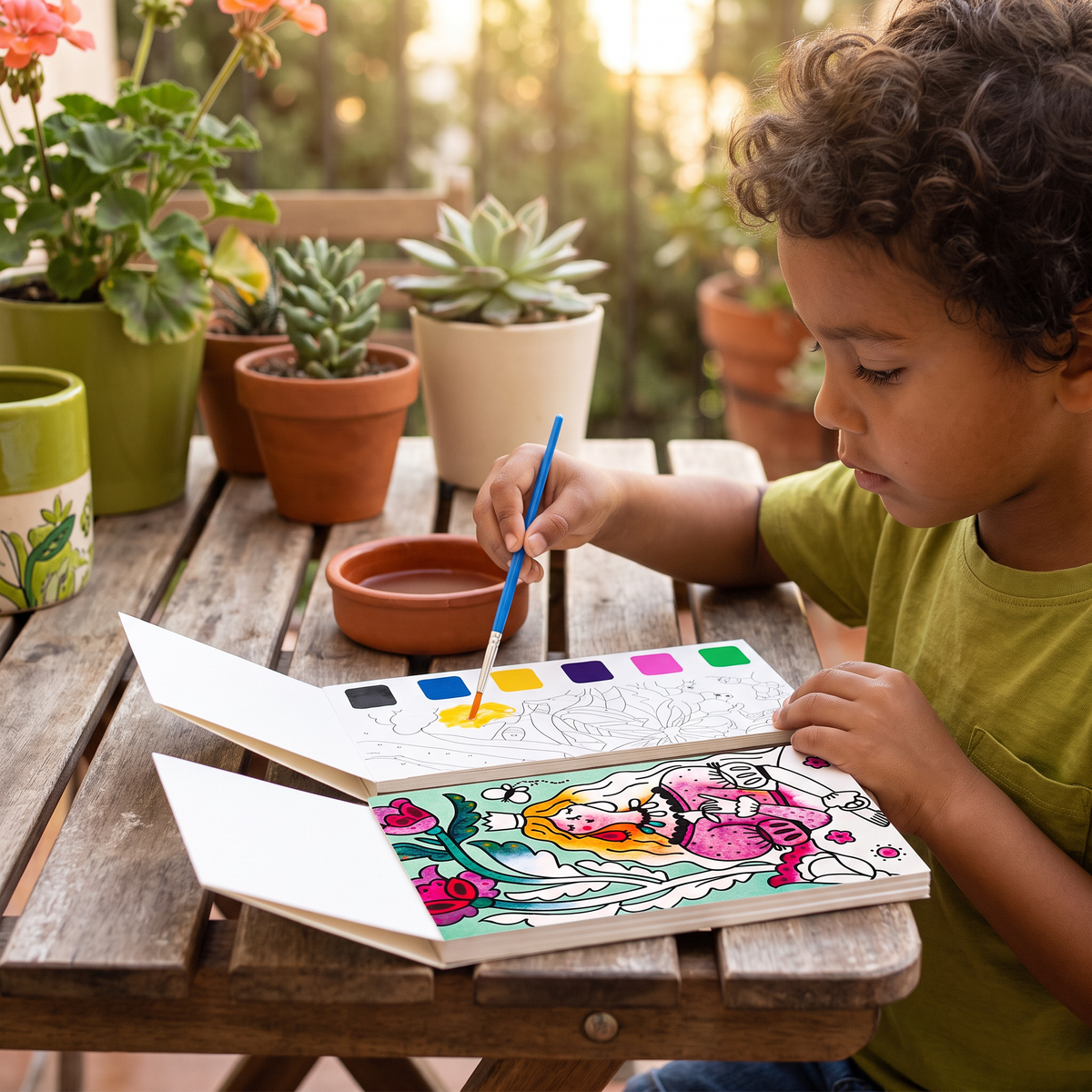Libro de acuarelas todo en uno con pinturas y pincel integrados
