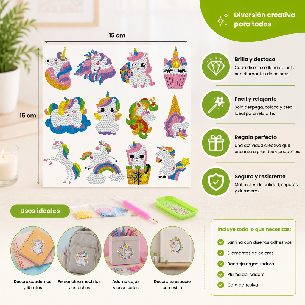 DIY Pintura de Diamantes con Pegatinas de Dibujos Animados