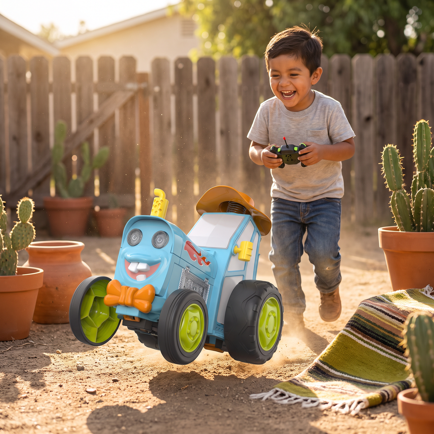 Tractor de juguete para niños con movimiento saltarín