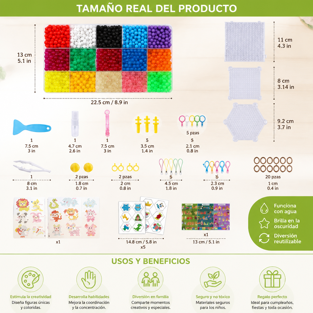 Kit de Manualidades con Cuentas de Agua que Brillan en la Oscuridad para Hacer Tú Mismo