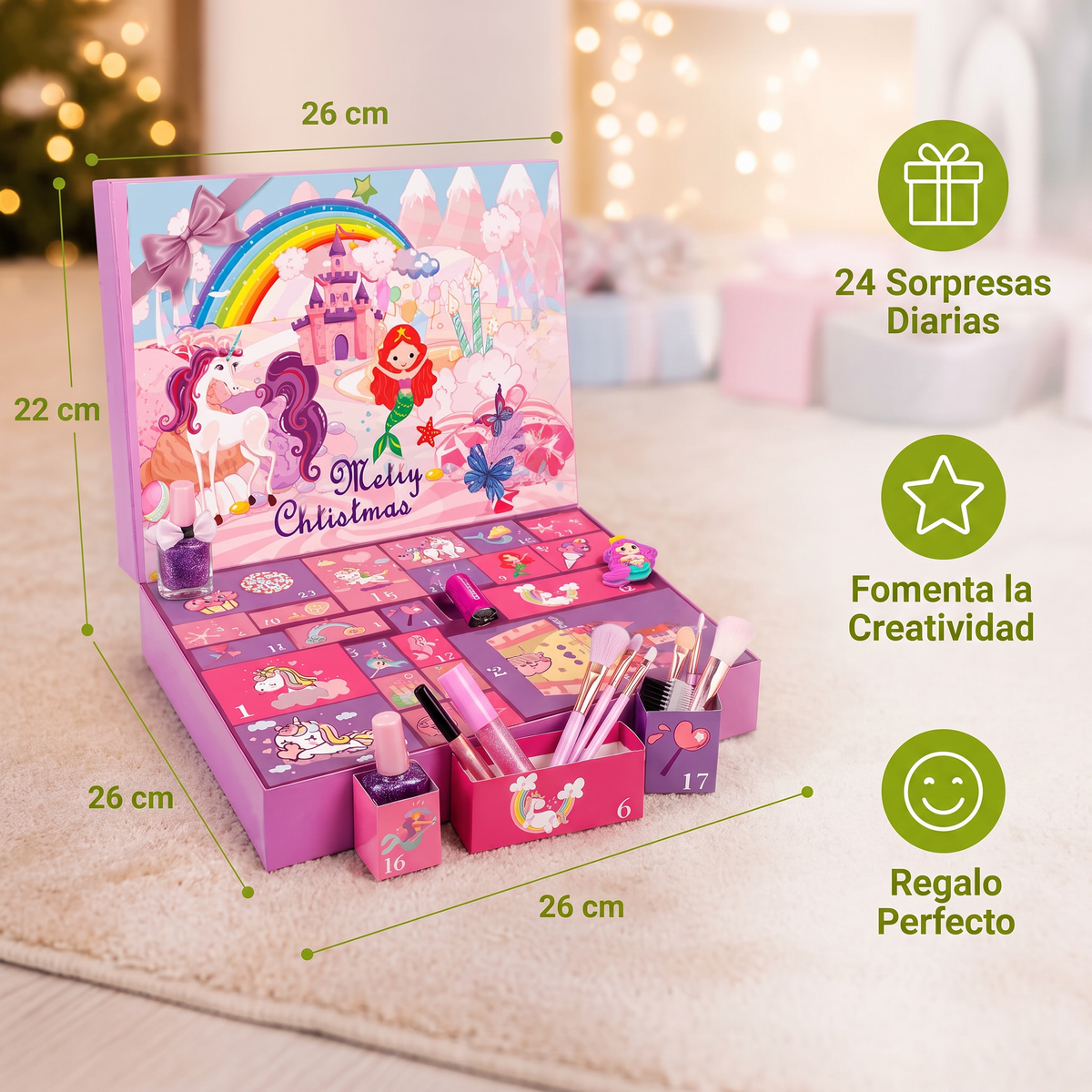 Calendario de Adviento Sorpresa de Unicornios y Princesas para Niñas