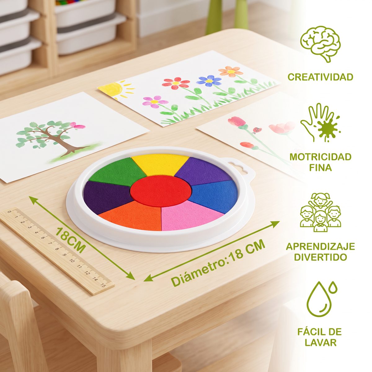 Pintura creativa con huellas dactilares para niños