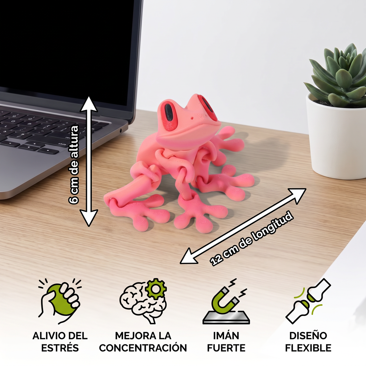 Juguete fidget de rana flexible magnético impreso en 3D