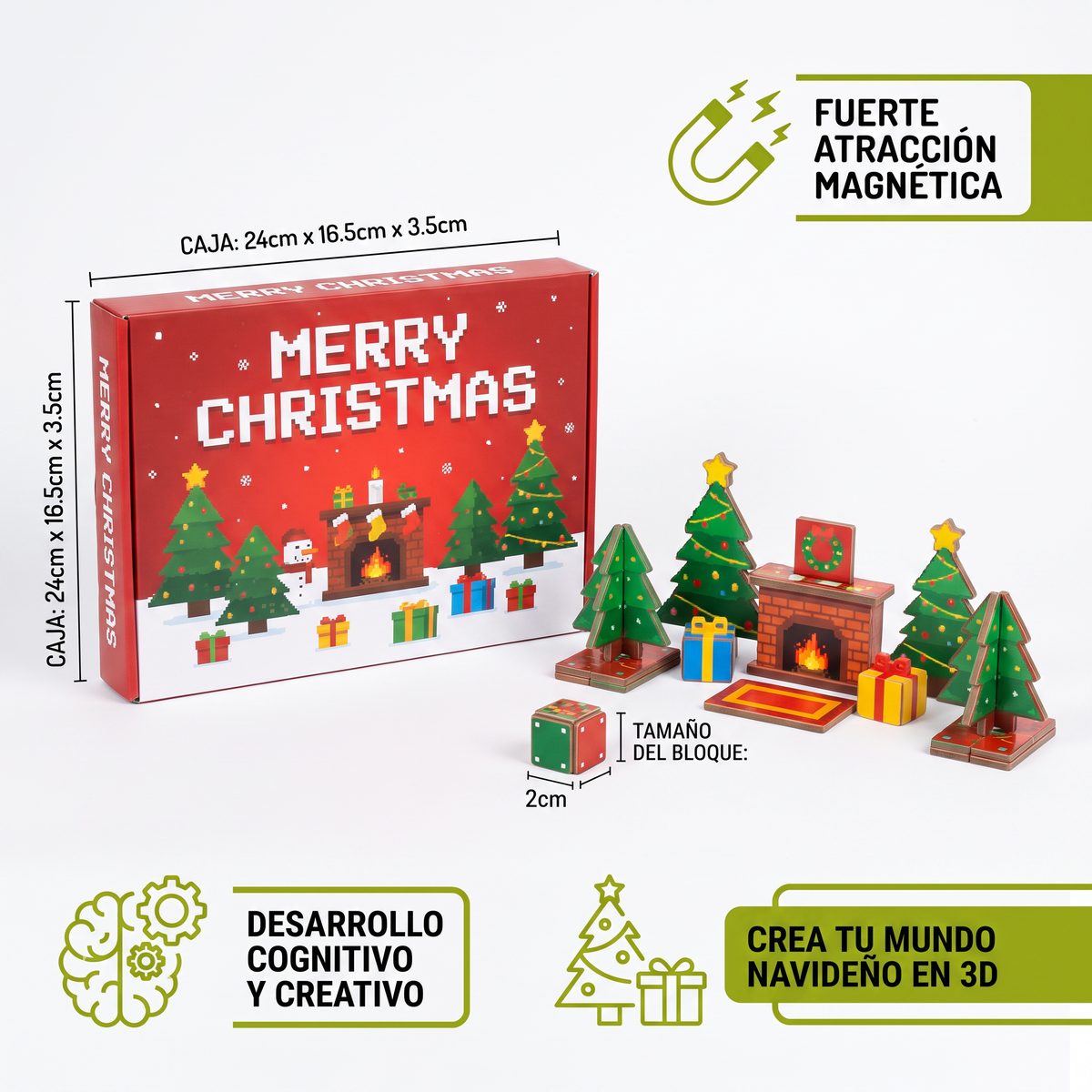 Bloques magnéticos navideños de construcción