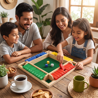 Juego familiar Shut The Box de madera para 4 jugadores