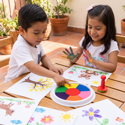 Pintura creativa con huellas dactilares para niños