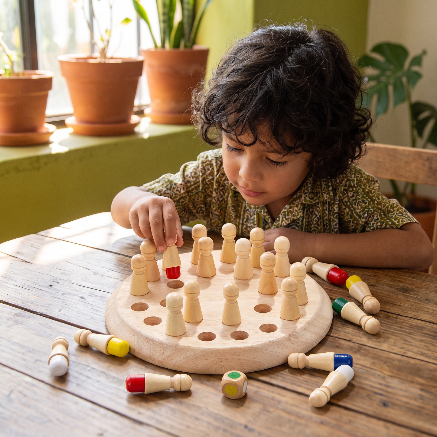 Juego de memoria de ajedrez de madera educativo