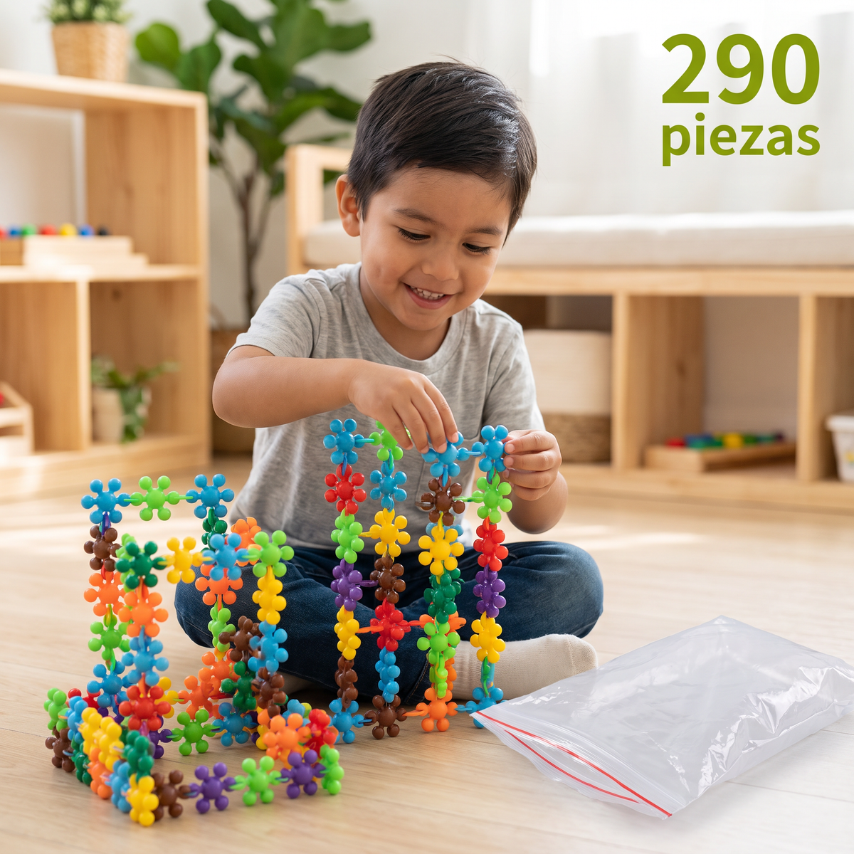 Bloques creativos Montessori de copos de nieve