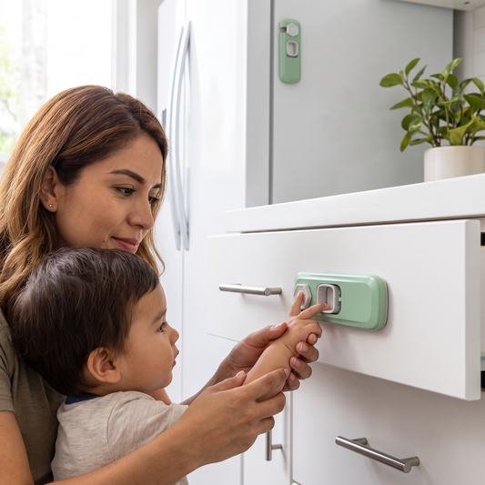 Set de 2 seguros para niños para armarios, refrigeradores y cajones – cierre de seguridad multifuncional para bebés y niños