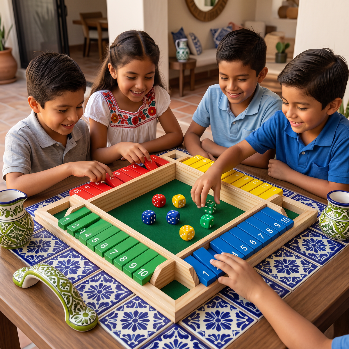 Juego familiar Shut The Box de madera para 4 jugadores