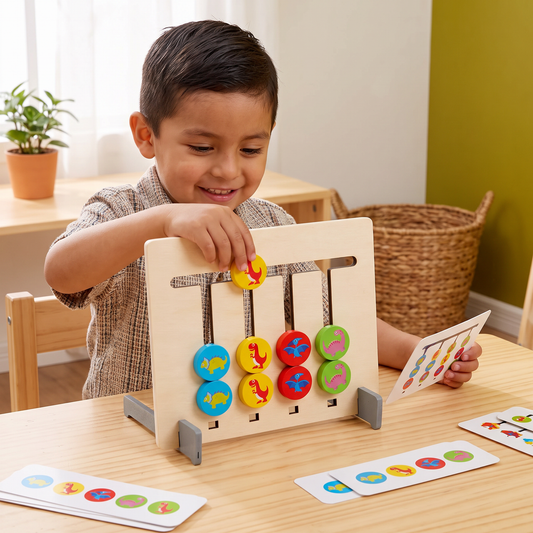 Juego Montessori de clasificación de patrones de colores de madera