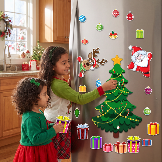 Set de stickers magnéticos navideños Montessori para decorar por cuenta propia