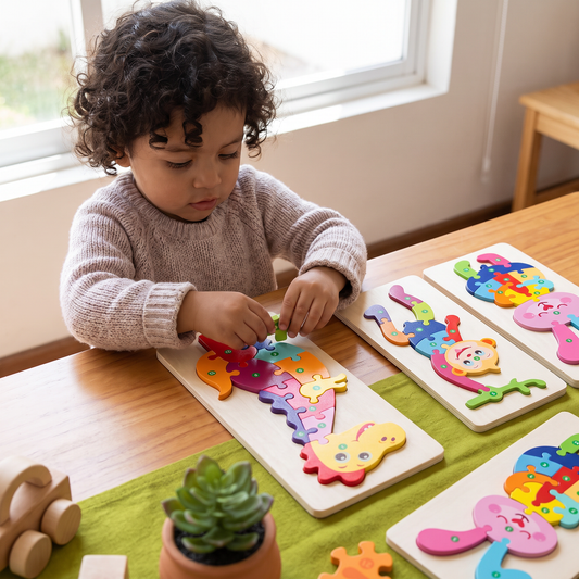 Rompecabezas de madera para niños – Juguete educativo con números y animales