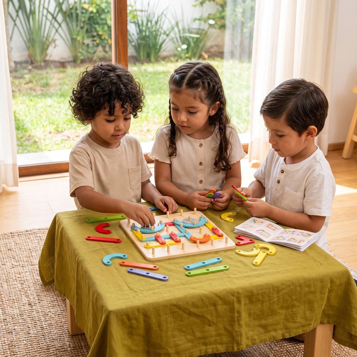 Juguete Montessori creativo de rompecabezas con clavos de madera