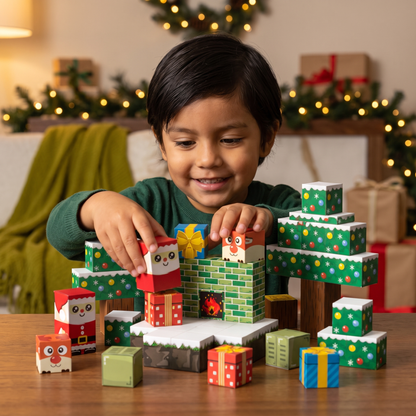 Bloques magnéticos navideños de construcción