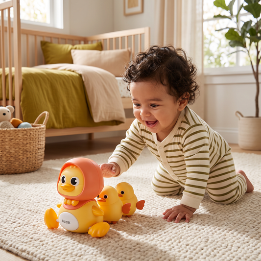 Familia de patitos, juguete de gateo y aprendizaje con música para bebés