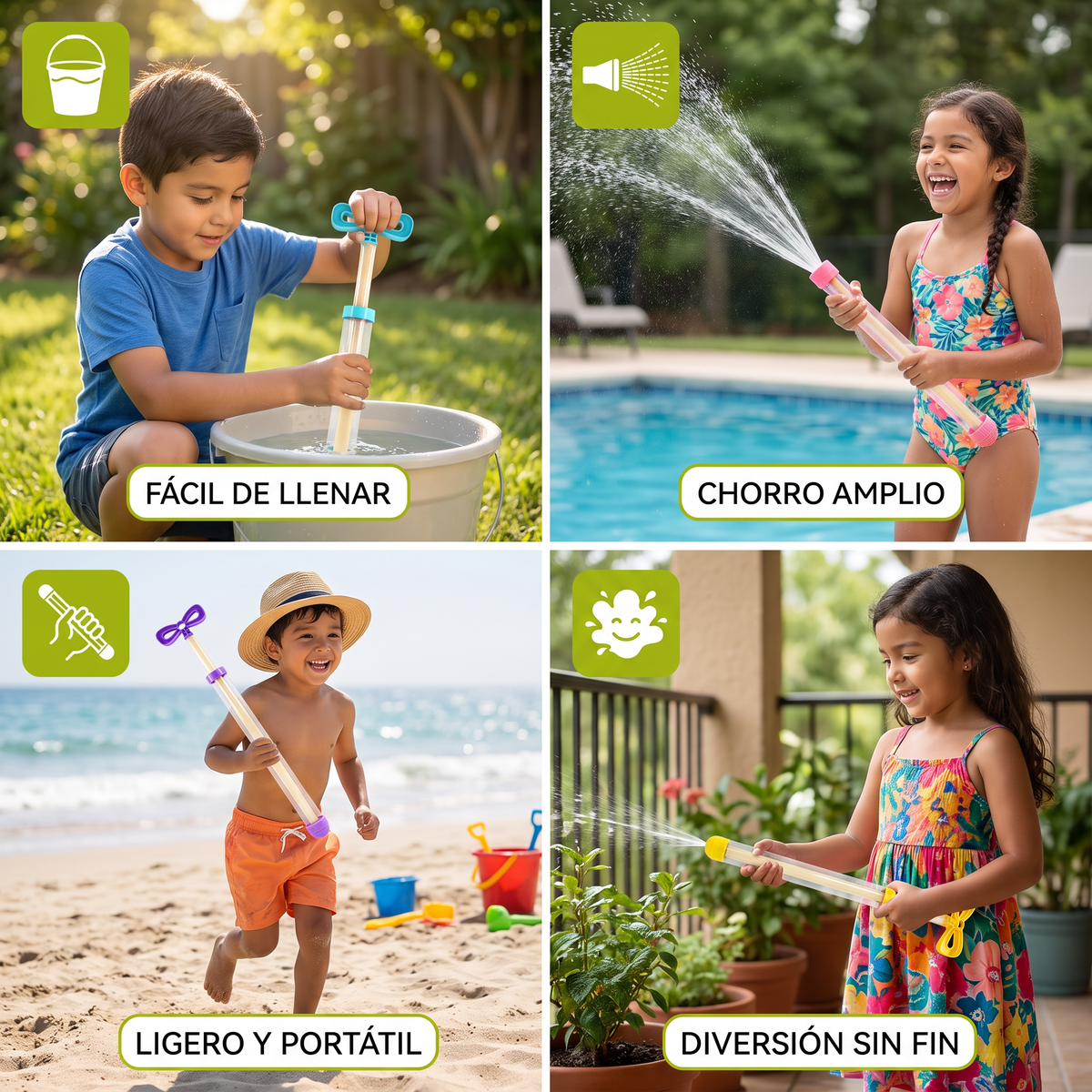 Bláster De Agua Para Niños – Juguete Portátil De Agua Con Bomba Manual Para Exteriores