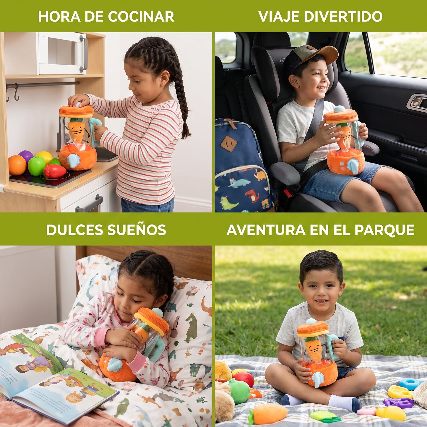 Licuadora de zanahoria divertida de peluche para niños
