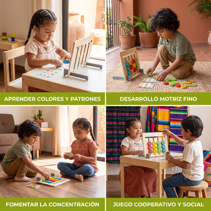 Juego Montessori de clasificación de patrones de colores de madera
