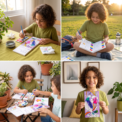 Libro de acuarelas todo en uno con pinturas y pincel integrados