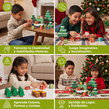 Bloques magnéticos navideños de construcción