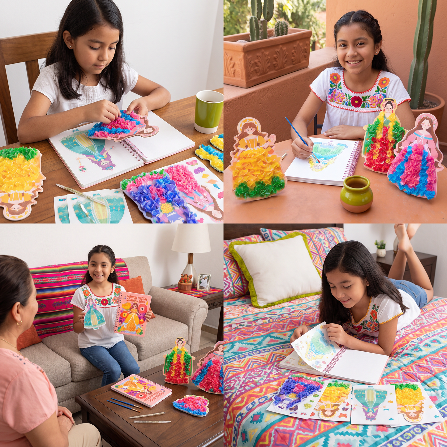 Cuaderno de pegatinas y diseño de vestidos de princesa