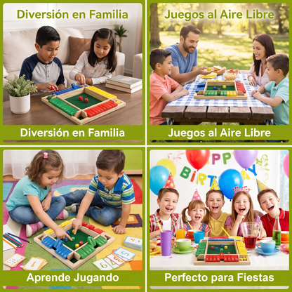 Juego familiar Shut The Box de madera para 4 jugadores