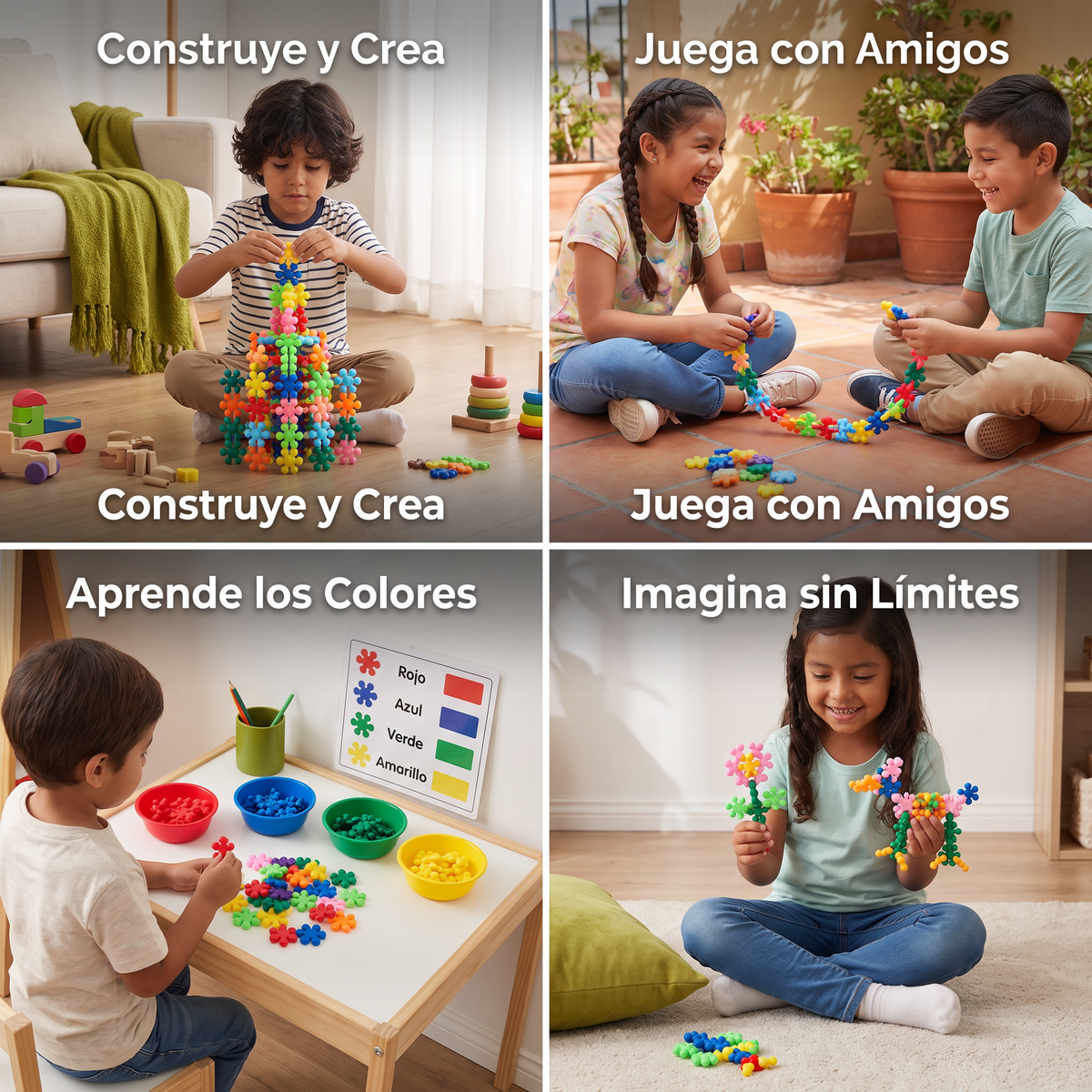 Bloques creativos Montessori de copos de nieve