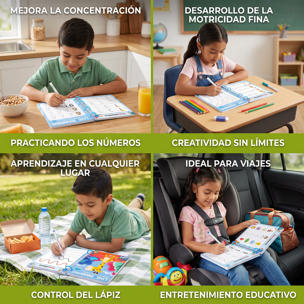 Libro de entrenamiento para el control del lápiz para niños