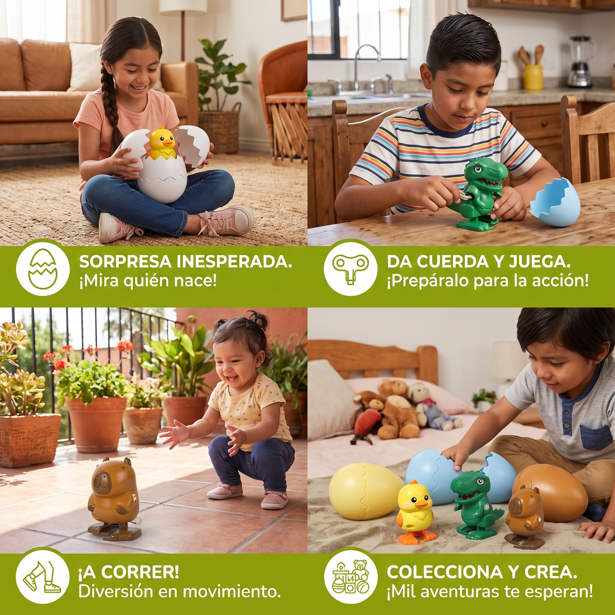 Juguete infantil de huevo sorpresa con animalito que nace