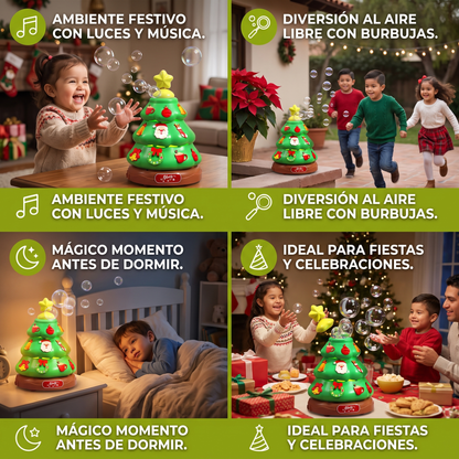 Árbol de Navidad musical con burbujas de jabón y pegatinas decorativas