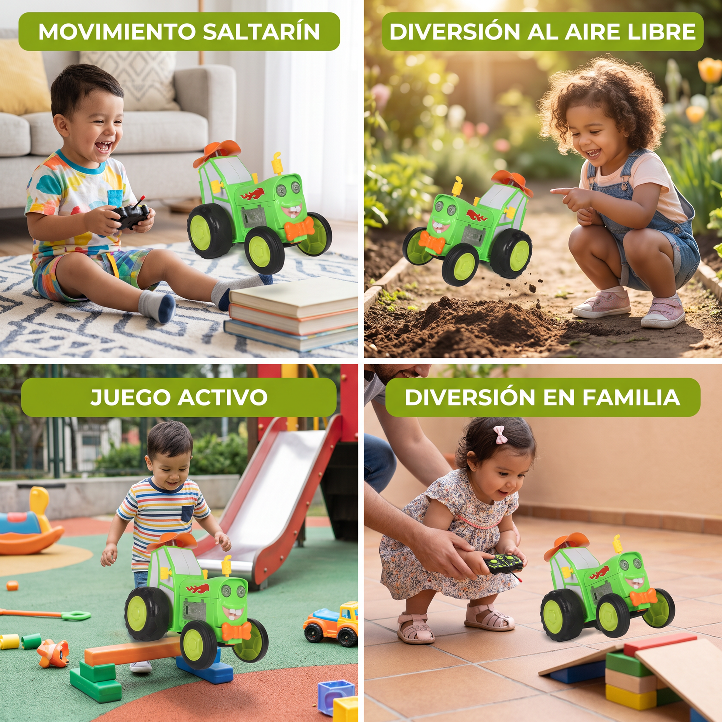 Tractor de juguete para niños con movimiento saltarín
