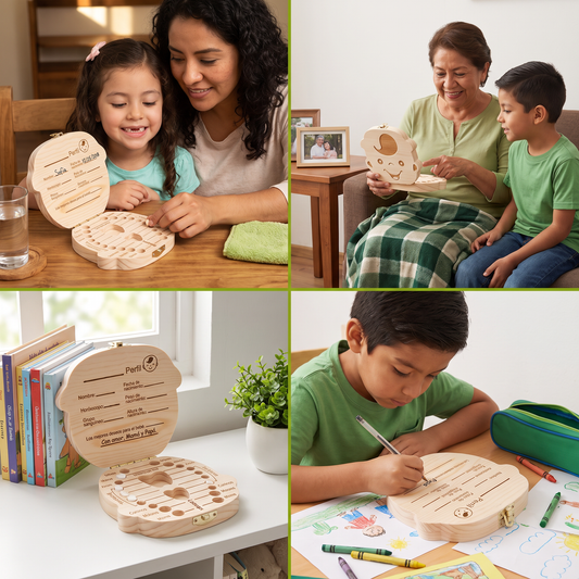 Caja de dientes de madera para niños – Almacenamiento de dientes de leche y caja de recuerdos