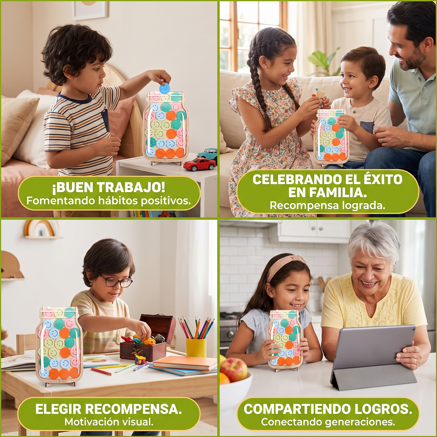 Sistema de frasco de recompensas y motivación para niños